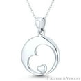 thumbnail image 1 of Sideways Heart Cutout & Bubble Heart Charm Circle Pendant in .925 Sterling Silver, 1 of 1