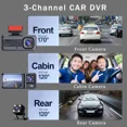 thumbnail image 4 of Cámara de tablero delantera, trasera e interior, 1080P, Full HD, 3 vías, grabadora de video, caja negra con 3 cámaras, 4 of 5