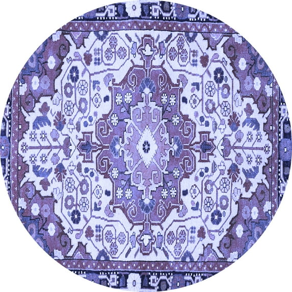 Ahgly Company Indoor Round Medallion Blue Traditional Area Rugs, 4' Round