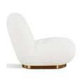 thumbnail image 2 of Leif White Plush Glam Lounge Chair: 360° Swivel, Chic Loop Yarn Fabric, Ergonomic Foam, Gold Base - Modern American Design for Living Spaces, 2 of 4