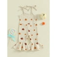 thumbnail image 4 of Jxzom Baby Girl Halloween Outfit Pumpkin Ribbed Toddler Romper Overalls Jumpsuit Spaghetti Strap Pumpkin Bell Bottoms Outfits, 4 of 9