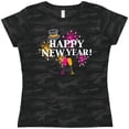 thumbnail image 3 of Inktastic Happy New Year with Hat Fireworks and Wine Glasses Women's T-Shirt, 3 of 5