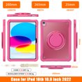 thumbnail image 5 of for iPad 10th Gen 2022 / iPad (A16) 11th Gen 2025 Case, TPU Hybrid Shockproof Protective PC Clear Back Case Cover with Pencil Holder / 360° Swivel Stand / Shoulder Strap for Kids - Rose, 5 of 16