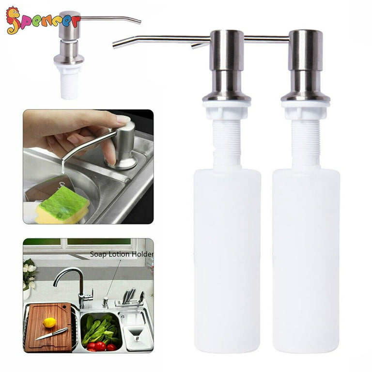 Spencer 2Pcs 300ML Sink Soap Dispenser Stainless Steel Kitchen Liquid  Built-in Soap Dispenser Lotion Pump