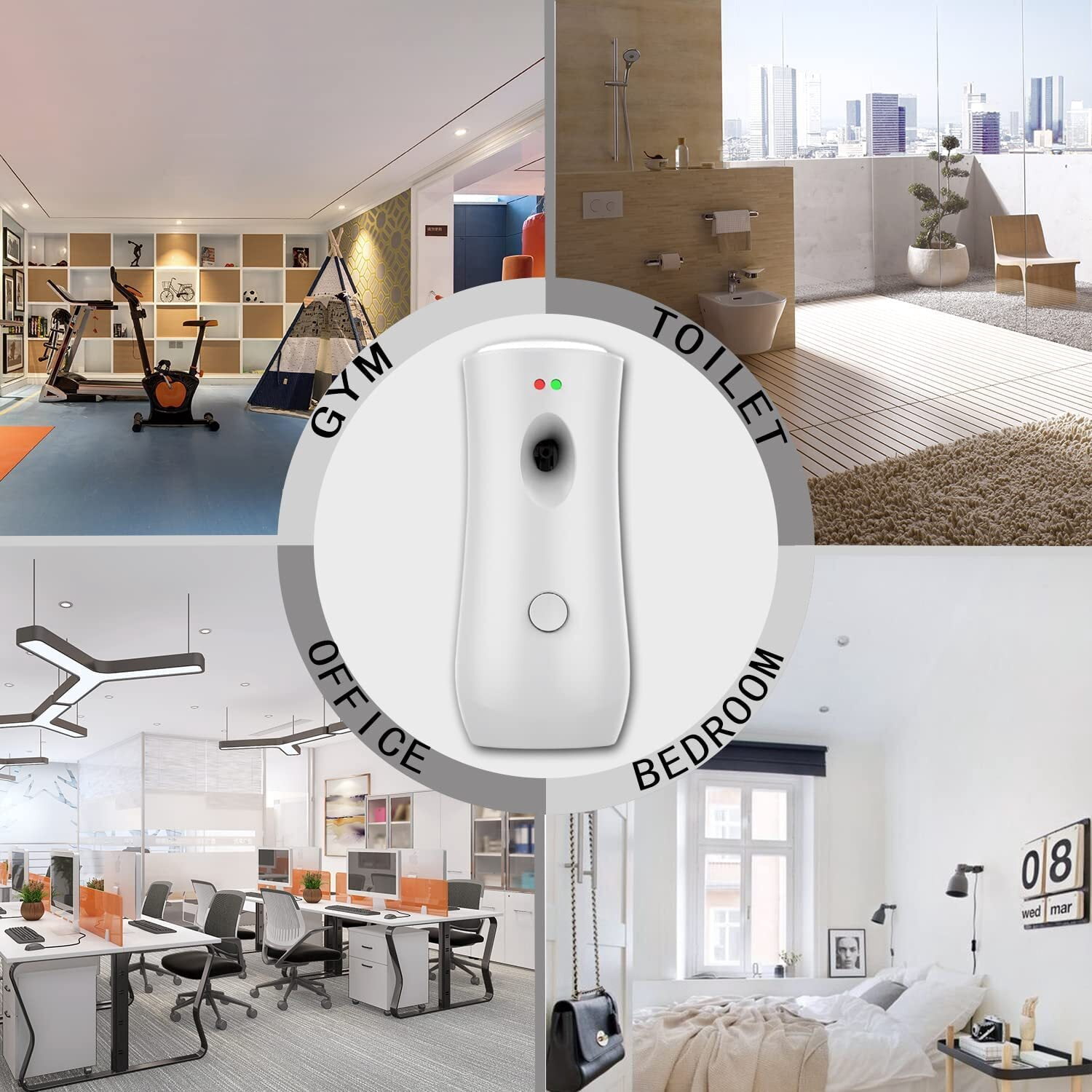 Oenbopo Automatic Air Freshener Spray Dispenser Wall Mount for Bedrooms Bathrooms Home Office(White)