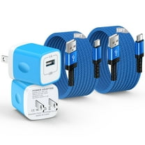 USB C Charger Block 2 Pack, Charger Block with Type C Cable 10FT, Wall Charger Plug USB Brick Cube Fast Charging Station Power Base with Type C Charging Cord USB C Cable Compatible for Android, Blue