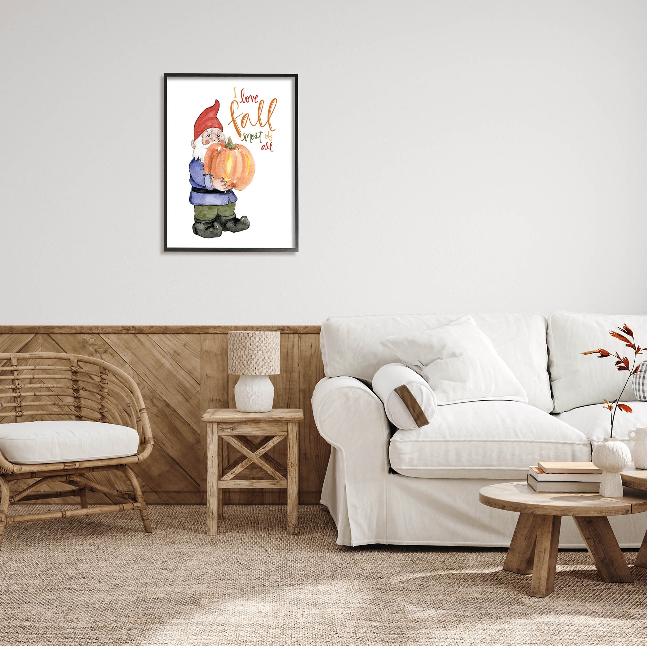Stupell Industries I Love Fall Most Of All Gnome Graphic Art Black Framed Art Print Wall Art, Design by Dogwood Portfolio