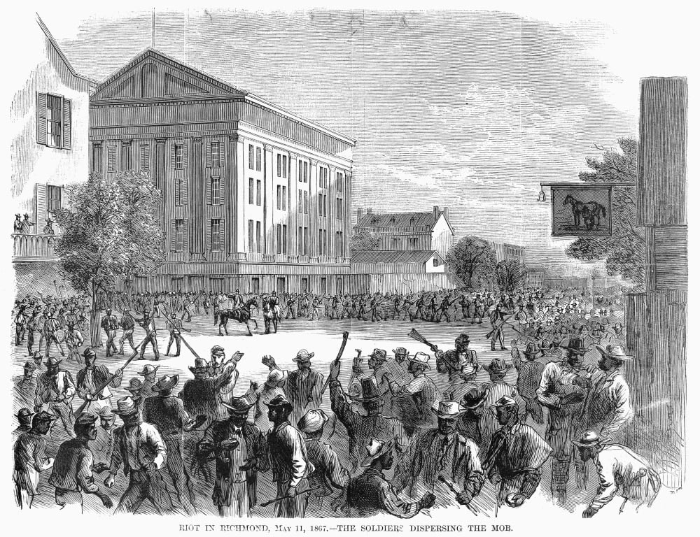 Richmond Bread Riot, 1867. /Nsoldiers Dispersing The Crowd During The