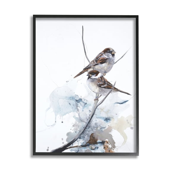 Stupell Industries Peaceful Sparrow Couple Abstract Branch Watercolor Painting, 24 x 30, Design by Design Fabrikken