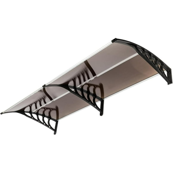 80 * 38in Door and Window Protective Cover Outdoor Awning Polycarbonate Cover Ultraviolet Rays rain and Snow Sun Protection Aluminium Strips Before and After The Canopy Brown
