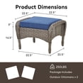 thumbnail image 7 of Unnifurnzi Patio Ottoman Set of 2-All Weather Wicker Outdoor Footstool with Removable Cushions Outdoor Olefin Fabric Outdoor Foot Rest for Deck Porch Balcony Garden-Gray/Blue, 7 of 7