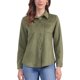 thumbnail image 1 of Camisa de ante sintético INSPIRE CHIC para mujer, elegante y casual, con botones, de manga larga, ropa de otoño 2024, talla XL, verde oliva, 1 of 6