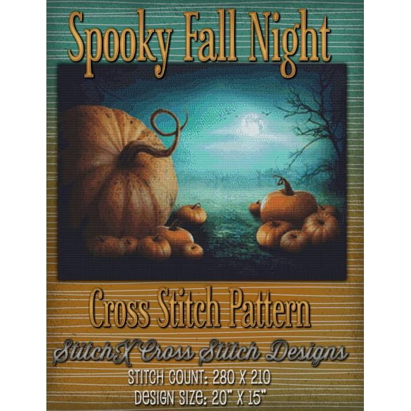 Spooky Fall Night Cross Stitch Pattern (Paperback)