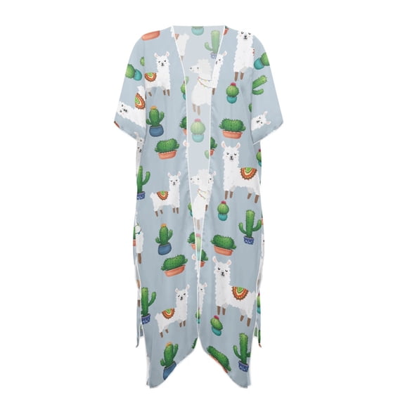 HELLHERO Alpacas and Cacti Bathing Suit Cover Up High Quality Fabrics Loose Free Size Beach Cover Ups for Women for Womens