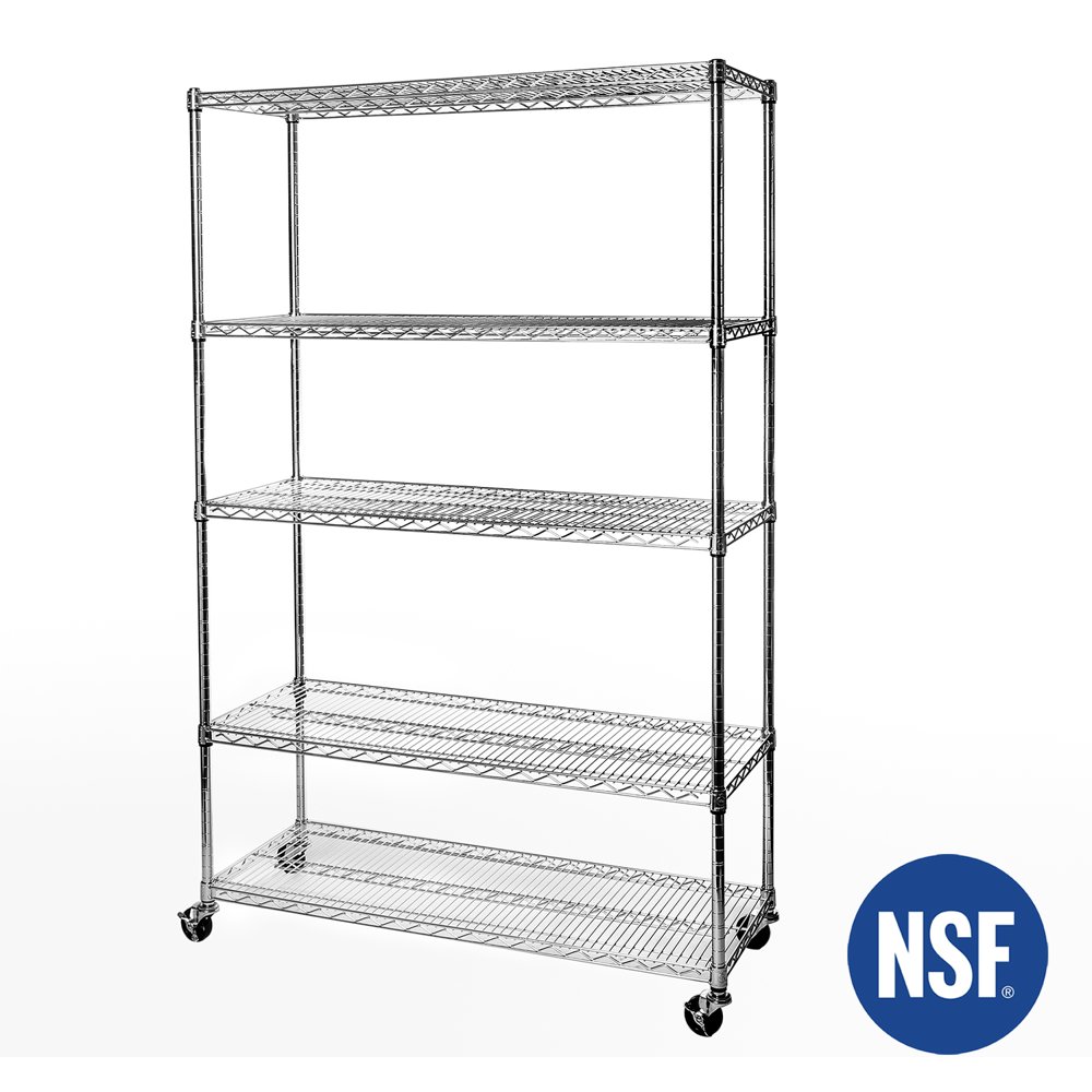 18x48x72 5Tier UltraZinc NSF Steel Wire Shelving /w Wheels by Seville