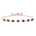thumbnail image 2 of Gem Stone King 18K Rose Gold Plated Silver Red Garnet and Blue Created Sapphire Infinity Links Bracelet for Women (3.05 Cttw, Round 4.5MM, Fully Adjustable up to 9 inch), 2 of 5