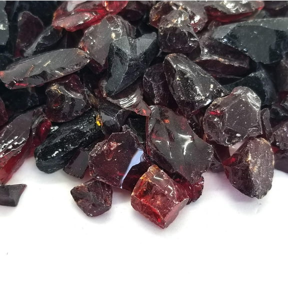 VIVID Heat (5-POUNDS) Red & Black Blend - Premium Indoor & Outdoor Crushed Fire Glass Rock Large 1/2, 3/4 & 1" inch Chunky Size - Glass For Use in Gas Fire Pit, Fireplace, Fire Table Etc. (Lava Rock)