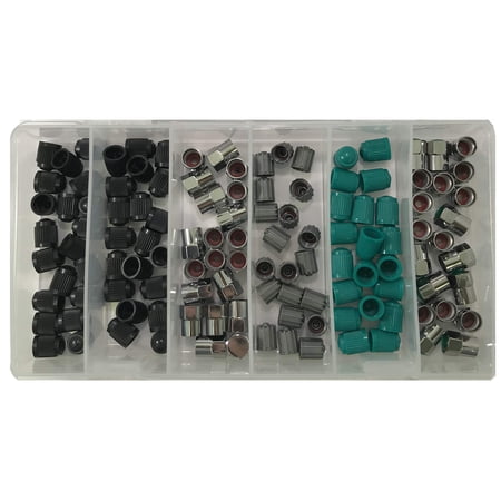120 Piece TPMS Tire Caps Air Valve Stem Assortment Kit - Universal Car Bike Truck Wheel