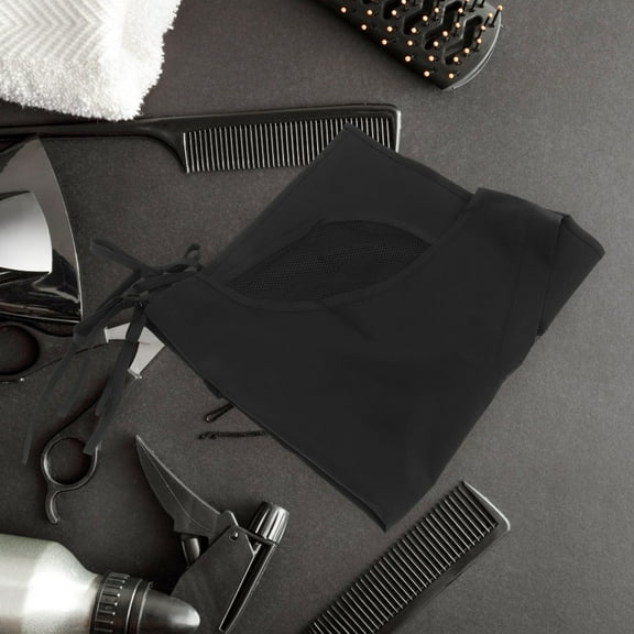 Beaupretty V Neck Apron Black Sleeveless with Front Pockets for Hairdressers and Home Use