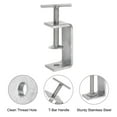 thumbnail image 4 of Uxcell Stainless Steel C-Clamps Wide Jaw Opening Range T-Bar Silver for Woodworking 4 Pcs Fit 2.36 Inch, 4 of 7