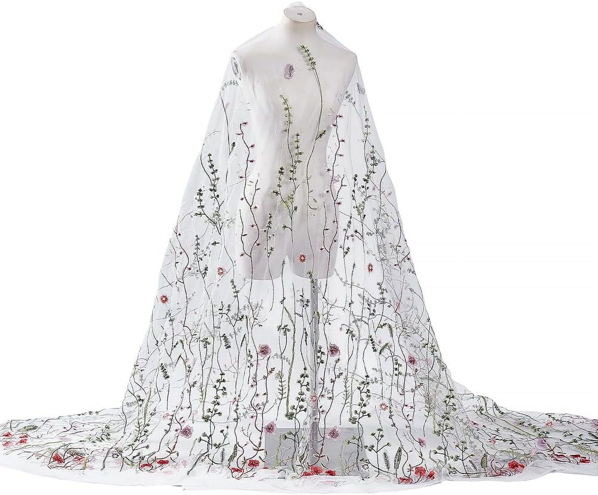 【willfully】sheer tulle embroidery panel Multi-colors Purple Flowers Embroidery Overlay Tulle Lace