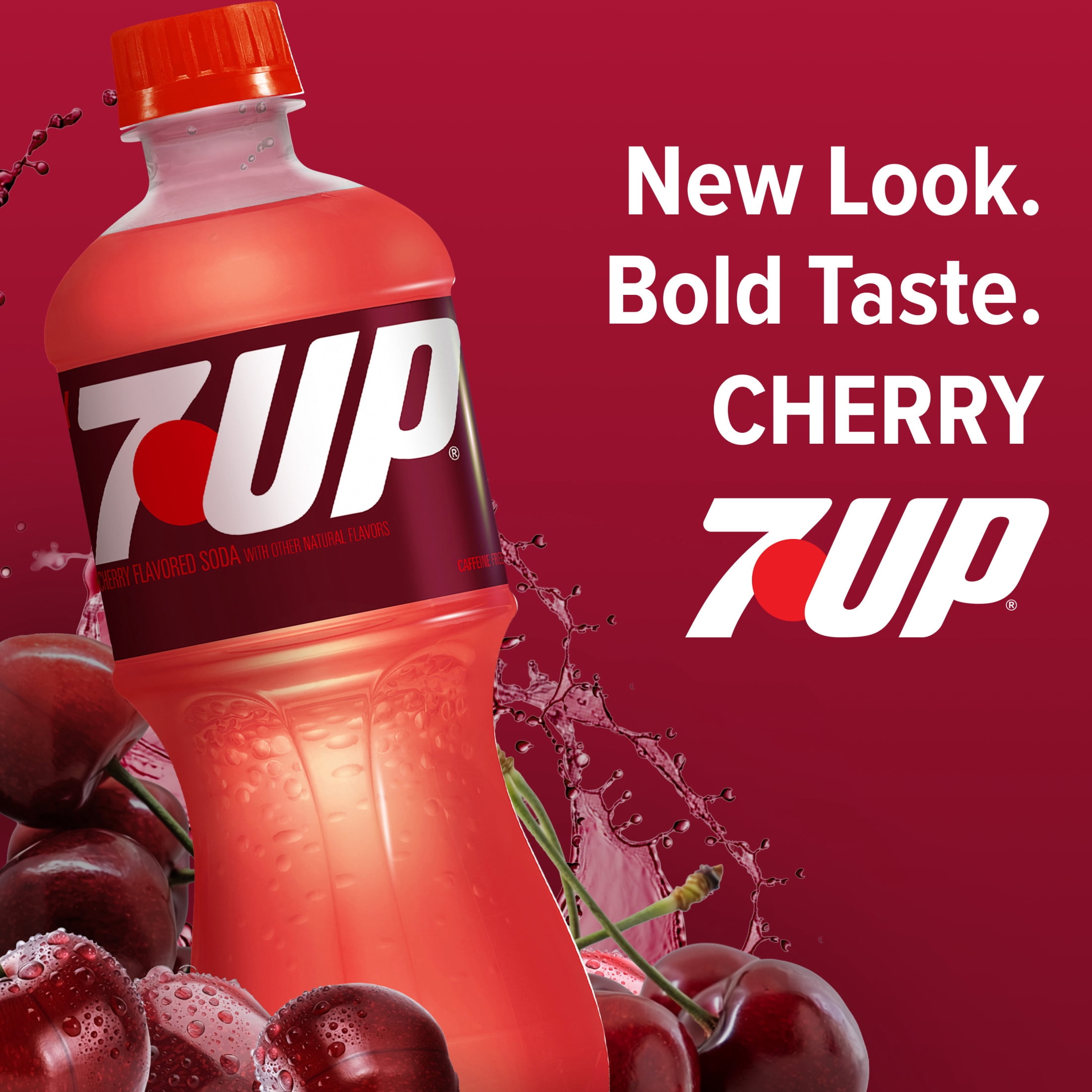 (5 pack) 7UP Caffeine Free Cherry Soda Pop, 20 fl oz, Bottle