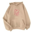 thumbnail image 4 of Baqcunre Women's Solid Color Long-Sleeved Love Print Hoodie Matching Hoodies for Couples Womens Hoodies Graphic Hoodie Womens Sweatshirt Khaki S, 4 of 4