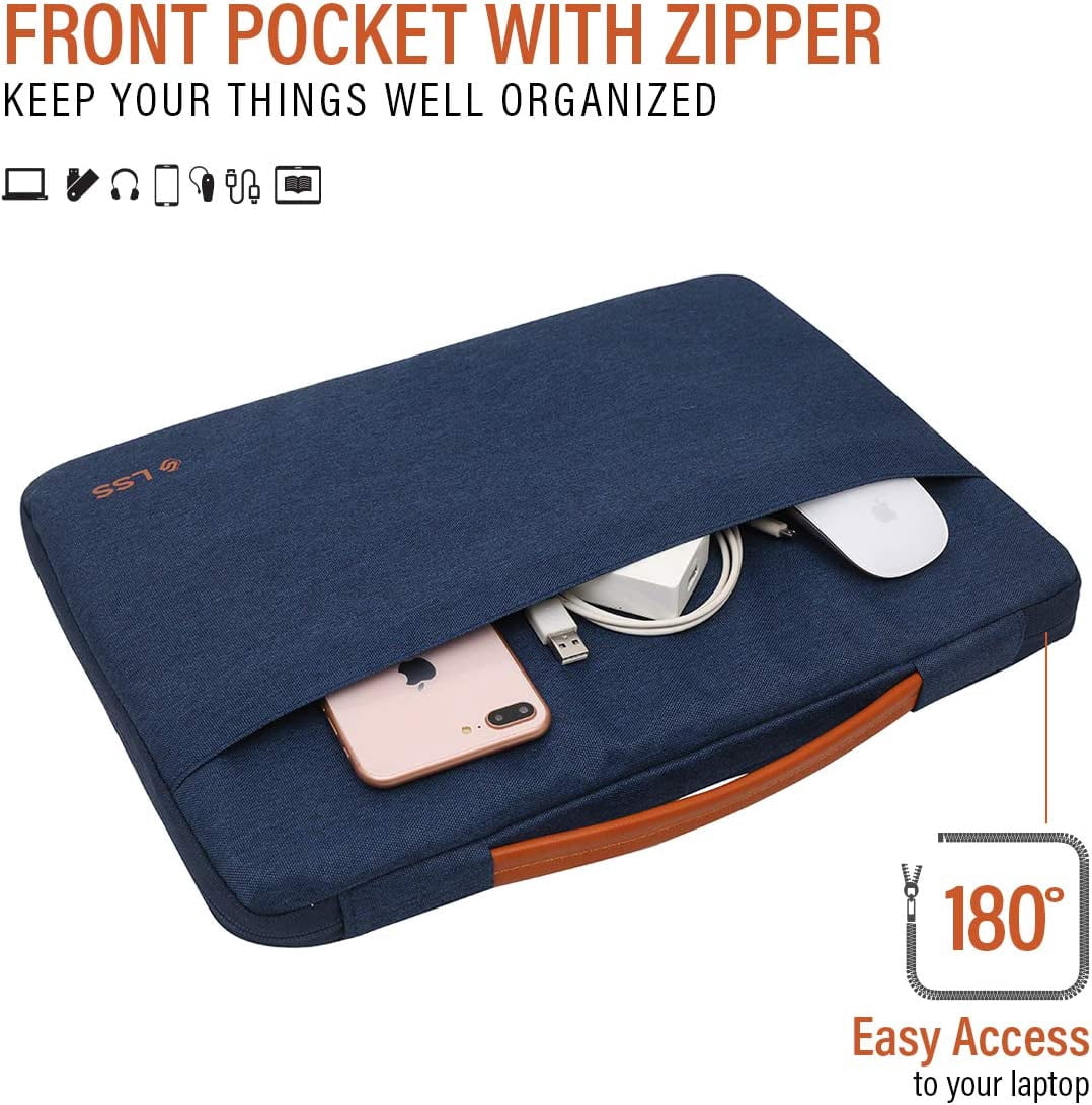 LSS Protective Laptop Sleeve Case with PU Leather Handle for Men/Women - Stylish Sleeve for 13”-13.5" Laptops, Compatible with MacBook Air, Pro