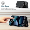 thumbnail image 3 of Dteck Case for Apple iPhone 13 6.1-inch,Retro Magnetic Leather Card Holder Wallet Shockproof Case Hybrid Rubber Zipper Purse Kickstand Protective Cover for iPhone 13,Black, 3 of 6