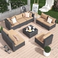thumbnail image 6 of MRUAKA 9 Pieces Patio Conversation Set, Outdoor Sectional PE Rattan Wicker Furniture Seat,Khaki, 6 of 7