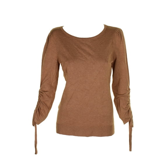 Inc International Concepts Womens Heather Ginger Drawstring-Sleeve Crew Neck Sweater M