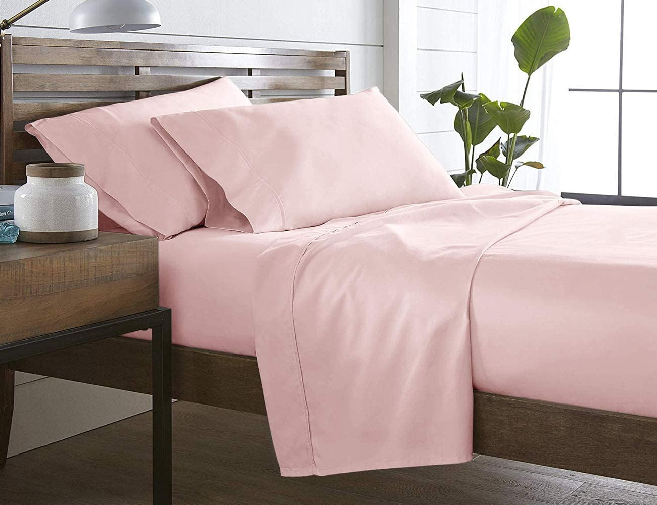 Marquess 4 Piece Microfiber Pink Full Bedding Sheet Set, Deep Pocket ...