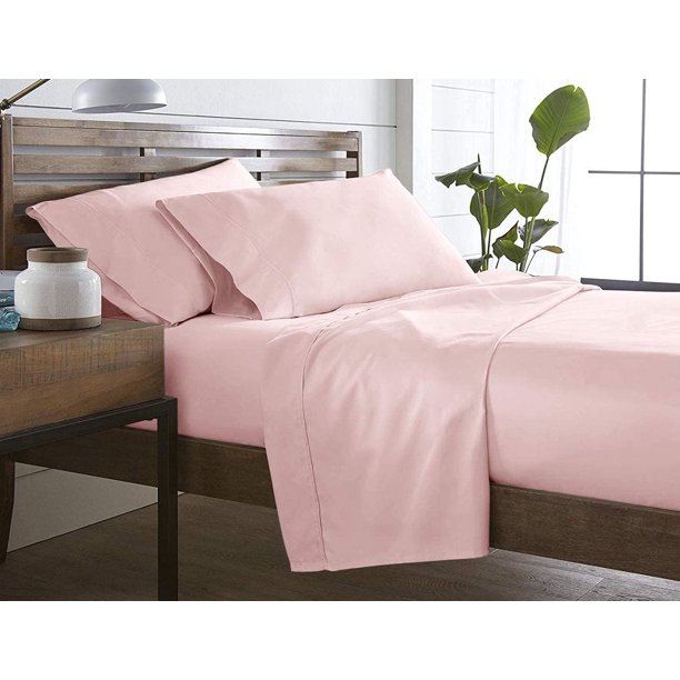 Marquess 4 Piece Microfiber Pink Full Bedding Sheet Set, Deep Pocket