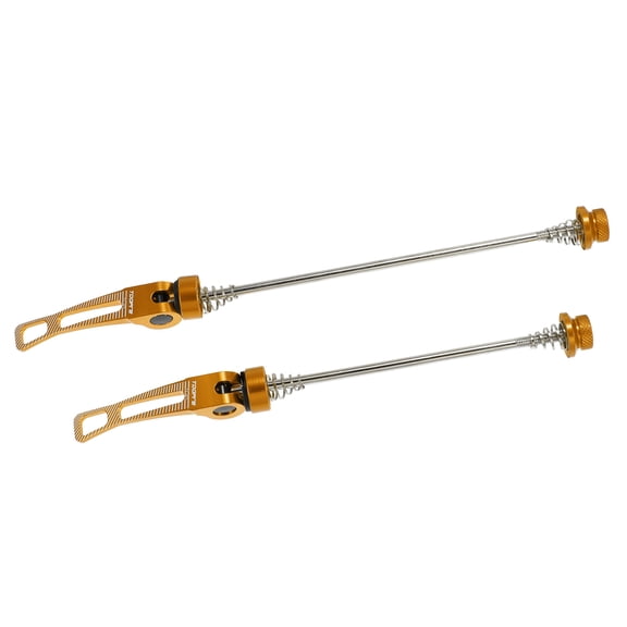 Unique Bargains 1 Pair 145mm 185mm Bicycle Skewers Quick Release Axles Skewers Front Rear Wheel Hub M5 x 0.8 Gold Tone