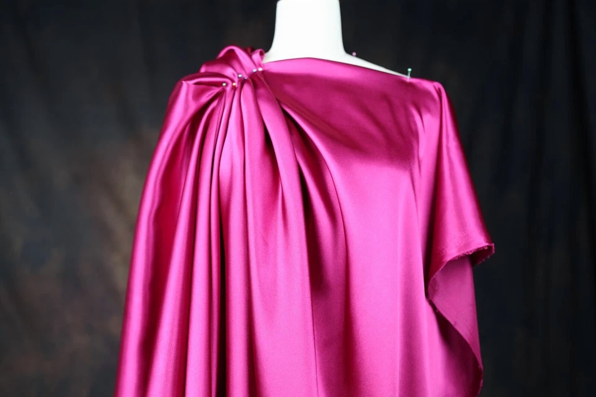 BUTTERFLY- Magenta Satin Charmeuse Fabric By The Yard 1281