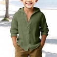 thumbnail image 2 of Splozh Chemise Boutonnée Garçon Été Basique Décontractée Manches Longues Chandails Garçon Chemise Boutonnée Garçon Chemise à Col, Vert Pâle, 14-15 Ans, 2 of 4
