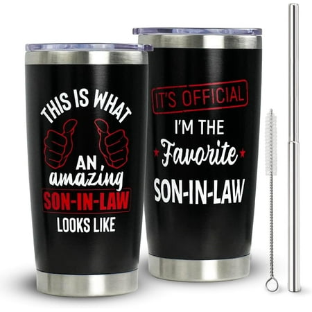 

Son In Law Gifts From Mother In Law Father In Law-20oz Tumbler With Straw And Lid-Birthday Christmas Thanksgiving Gifts for Future Son In Law-Son In Law Mug Coffee Cup
