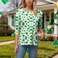 thumbnail image 4 of felwors St Patricks Day Shirt Women Plus Size Funny 3/4 Sleeve Cute Saints Tops Shamrock Shirts Lucky Irish Shamrocks Outfit (Light Green, M), 4 of 6