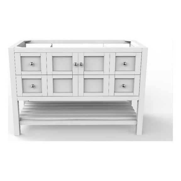 Modern 48" Alicia White Wood Vanity Base with Chrome Handles