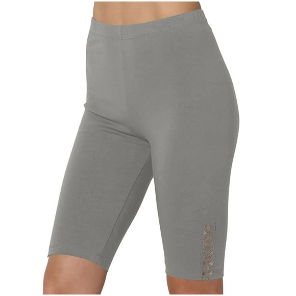 ohmzyzo Shorts Leggings for Women Knee Length High Waisted Yoga Pants Casual Summer Workout Exercise Bike Shorts with Pockets