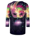 thumbnail image 5 of Aloohaidyvio Mardi Gras Shirts Plus Size,Womens Mardi Gras Printing Round-Neck Stitching 3/4 Sleeve T-shirt Blouse,Mardi Gras Clothing Women Clearance, 5 of 5