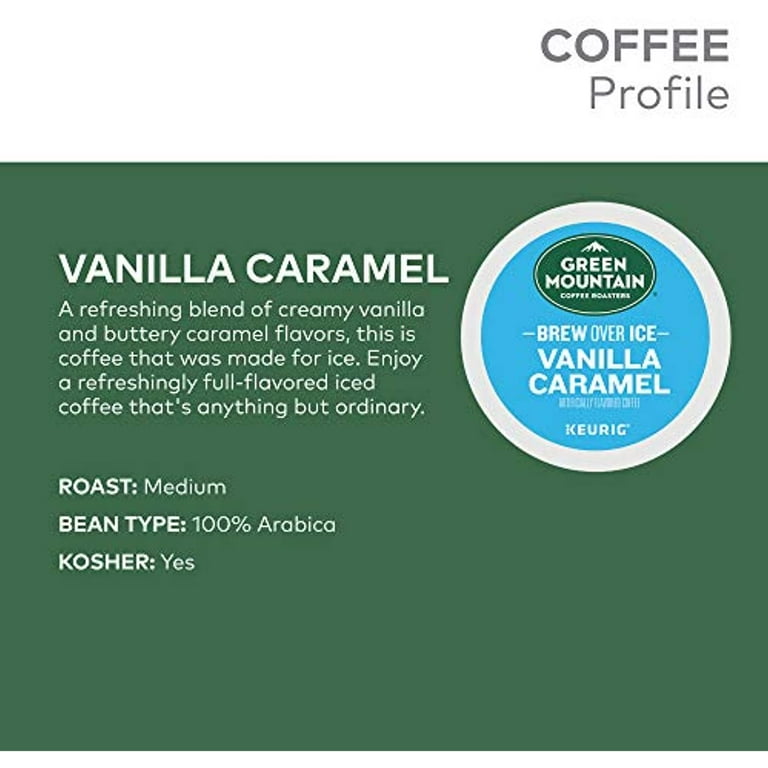 Green Mountain Coffee Roasters Brew Over Ice Vanilla Caramel, Single Serve  Keurig K-Cup Pods, Flavored Iced Coffee, 12 Count