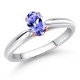 thumbnail image 2 of Gem Stone King 10K 2 Tone Gold Blue Tanzanite Ring for Women (0.45 Cttw, Gemstone December Birthstone, Oval 6X4MM, Available in Size 5, 6, 7, 8, 9), 2 of 4