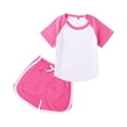 thumbnail image 4 of Summer Outfits Girls 2 Piece Raglan Sleeve T Shirt and Shorts Athletic Lounge Set, 4 of 4