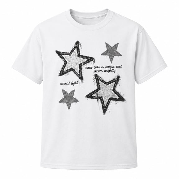 Women's Star Graphic T-Shirt, Short Sleeve Crewneck Cotton Blend Tee