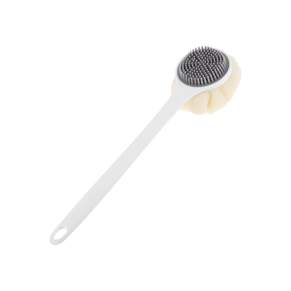Unique Bargains 1pc Long Handle Bath Brush Body Scrubber for Bathroom White