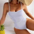 thumbnail image 5 of Womens One-Piece Swimsuits Solid Color Summer Large Beach Bikini Fashion Sexy Swimsuit Swimwears Bathing Suits,White,L, 5 of 9