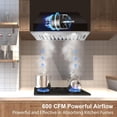 thumbnail image 2 of Zomagas Range Hood Insert 20 Inch, Built-in Kitchen Hood 600CFM, Ducted/Ductless Convertible Stove Hood with Stainless Steel Baffle filter, Vent Hood Insert with 3 Speed Fan, 2PCS LED Lights, 2 of 8