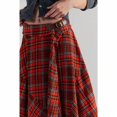 thumbnail image 2 of Red Plaid Wrap Midi Skirt Asymmetrical Hem High Waist A-Line Tartan, 2 of 6