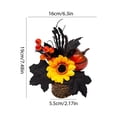 thumbnail image 3 of Halloween Artificial Pumpkin Tabletop Ornamnet, Woven Pot Arrangement with Black Maple Leaves Sunflowers and Berries for Spooky Fall Centerpiece Display, Festive Home Accent, 3 of 7
